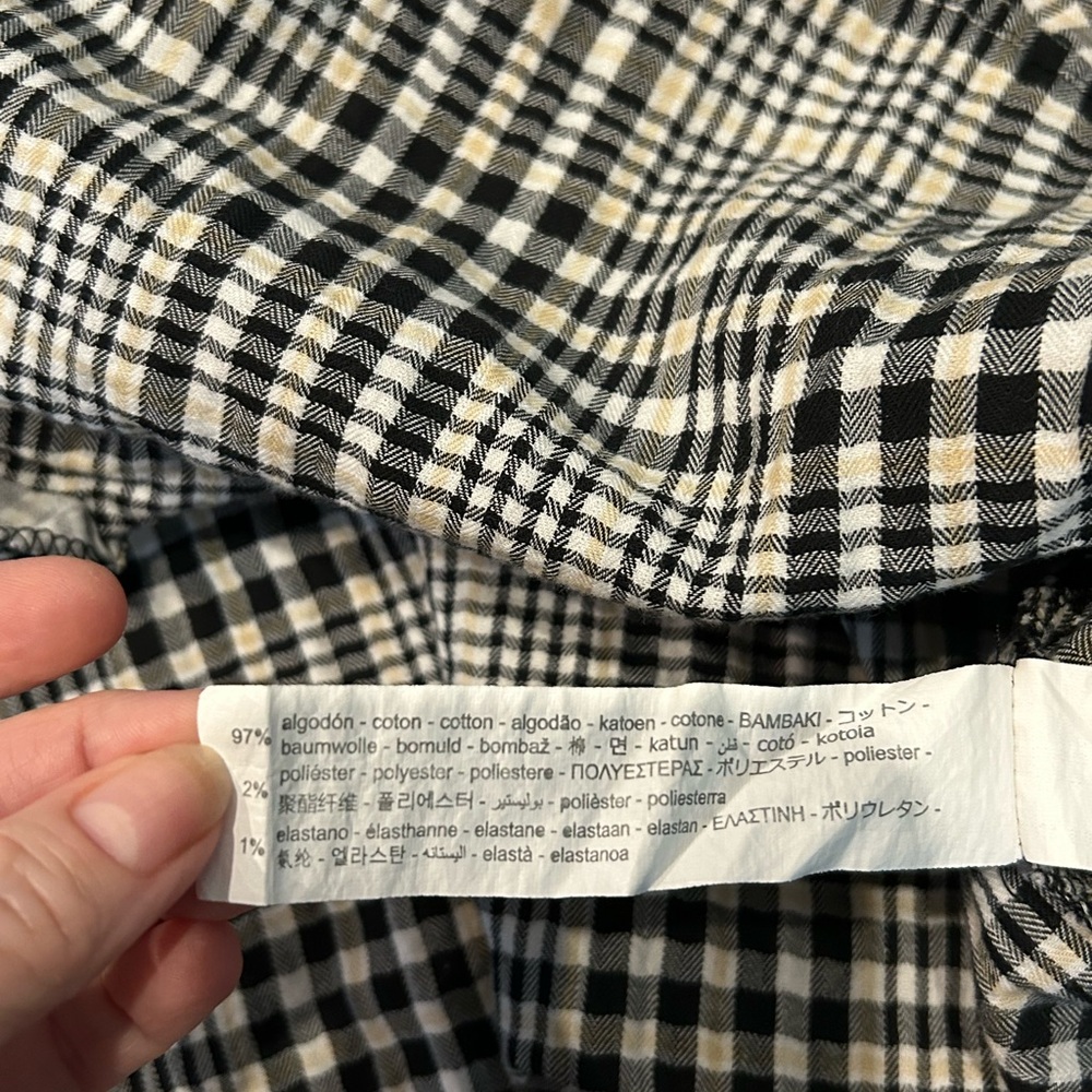 Zara Basic Plaid Blouse Medium Oversized Ruching … - image 7